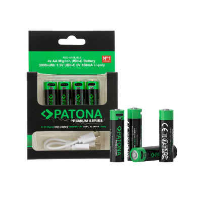 Patona Premium - 4X AA Ricaricabili USB-C